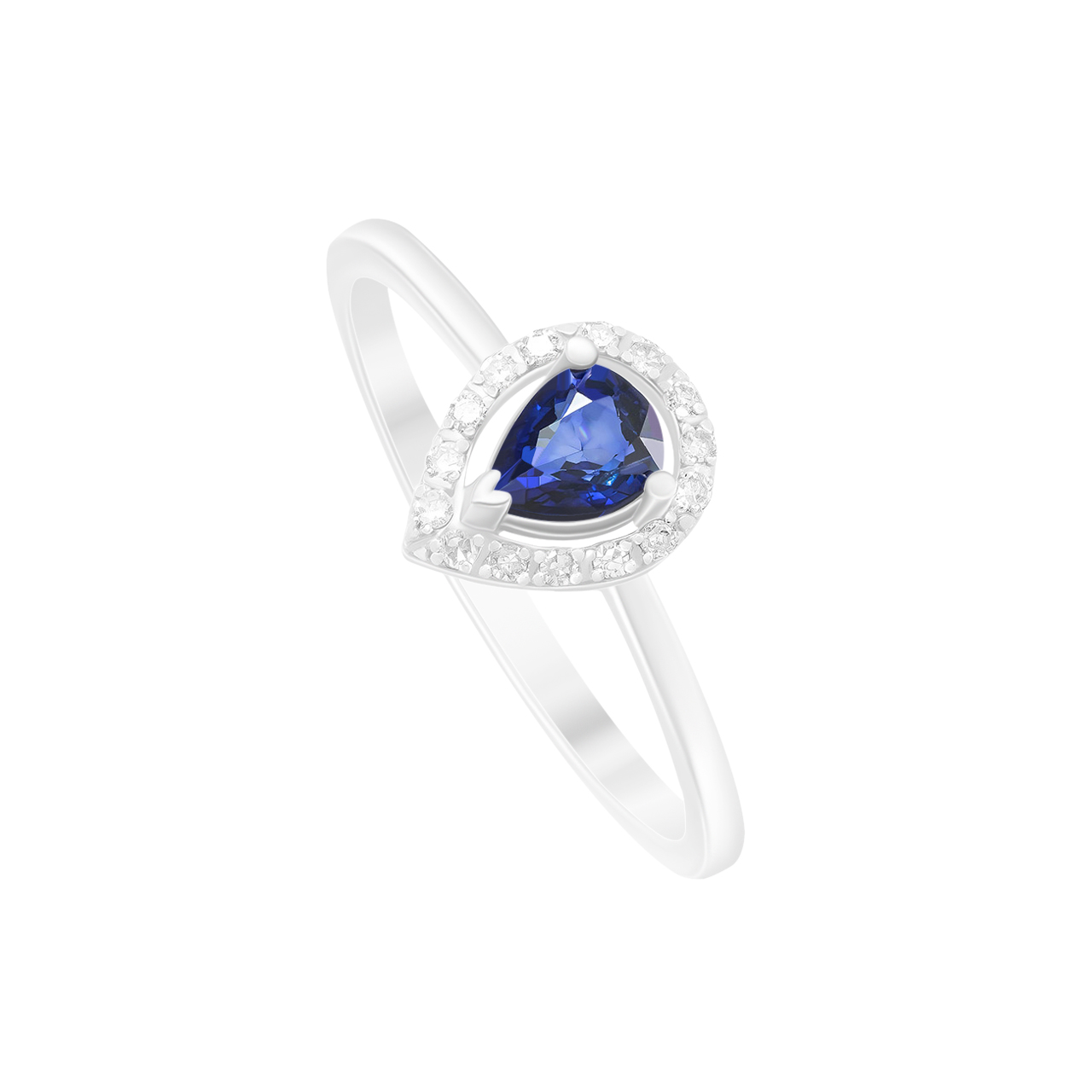 Золотое кольцо с сапфиром 0.4ct огранки "Груша" с бриллиантами