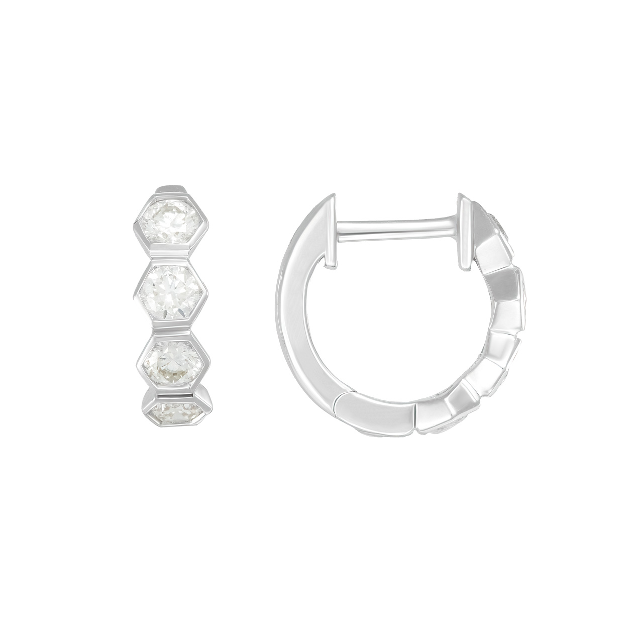 Золотые серьги-конго с бриллиантами 0.65ct