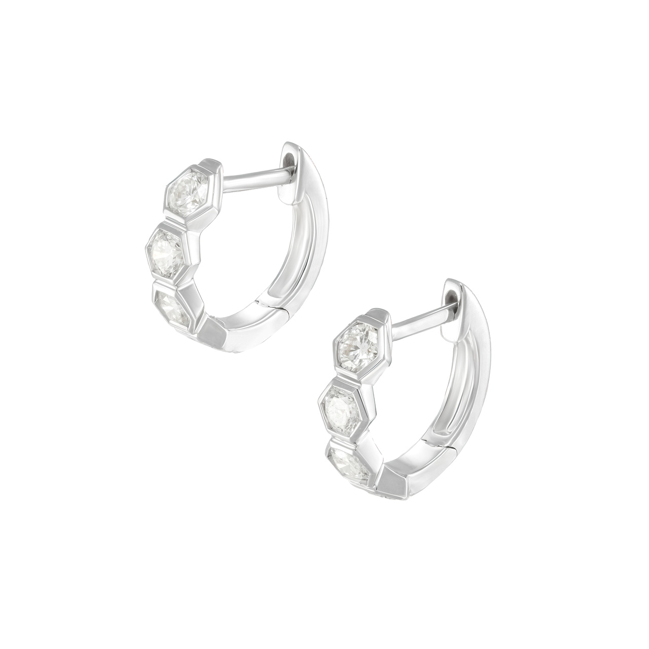 Золотые серьги-конго с бриллиантами 0.65ct