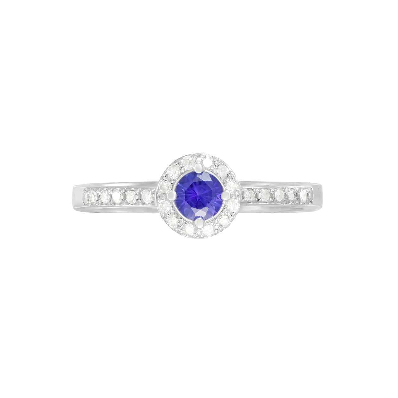 Золотое кольцо с сапфиром 0.25ct огранки "Круг" и бриллиантами