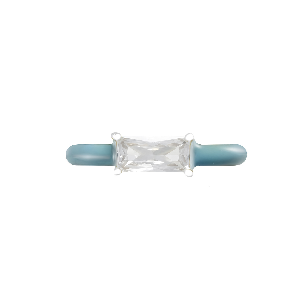 Кольцо "Light blue Enamel" с эмалью и фианитом