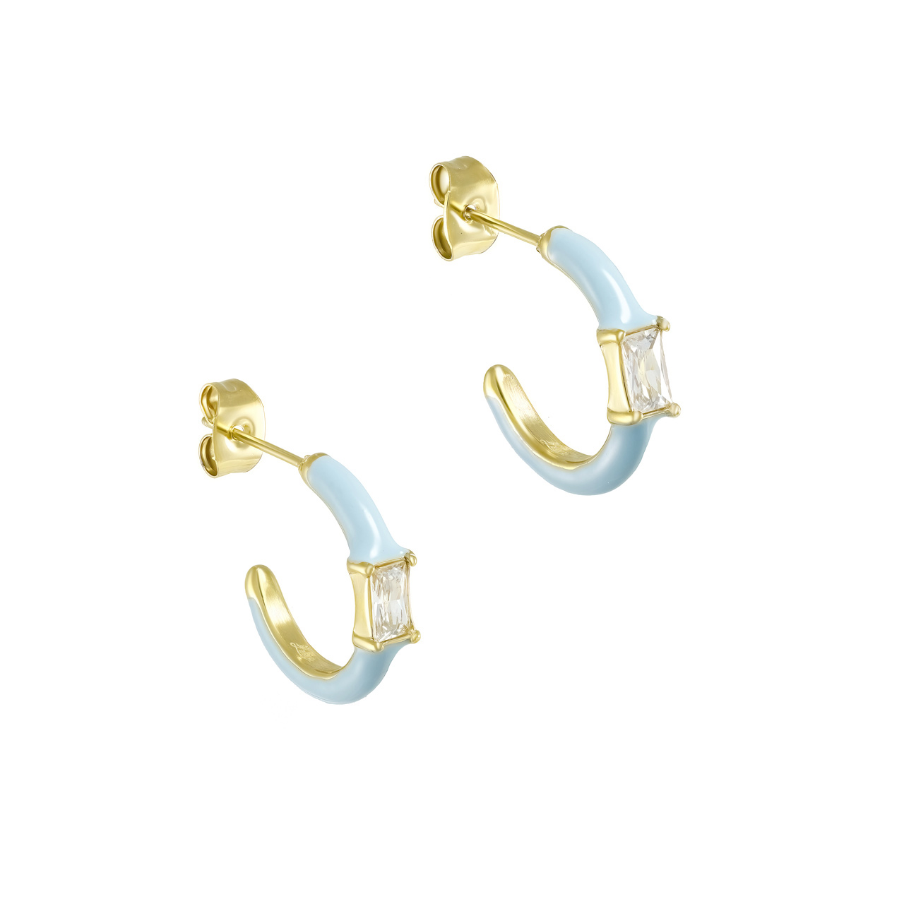 Серьги-конго "Turquoise Enamel" с эмалью и фианитами