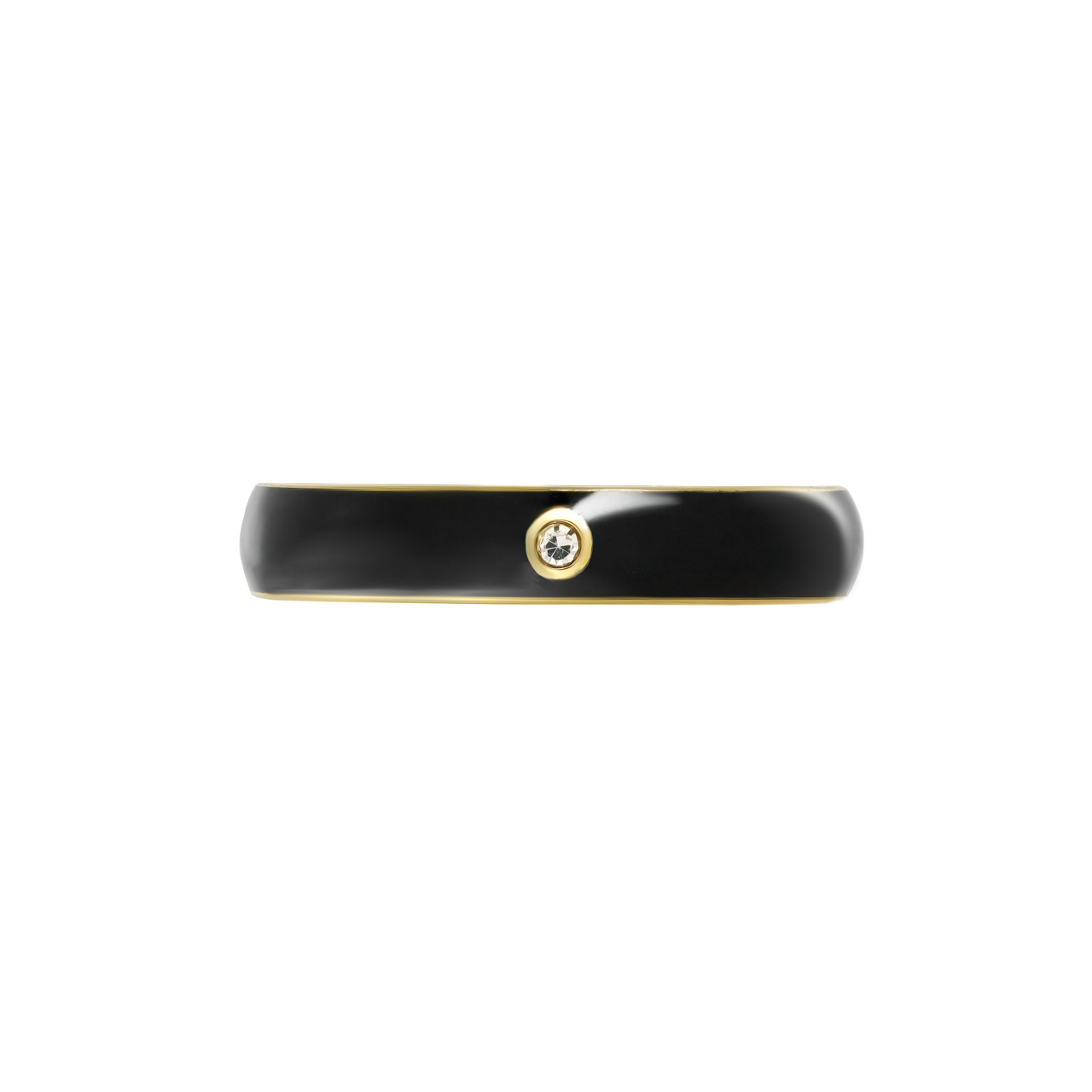 Кольцо "Black Enamel" с горным хрусталем и эмалью