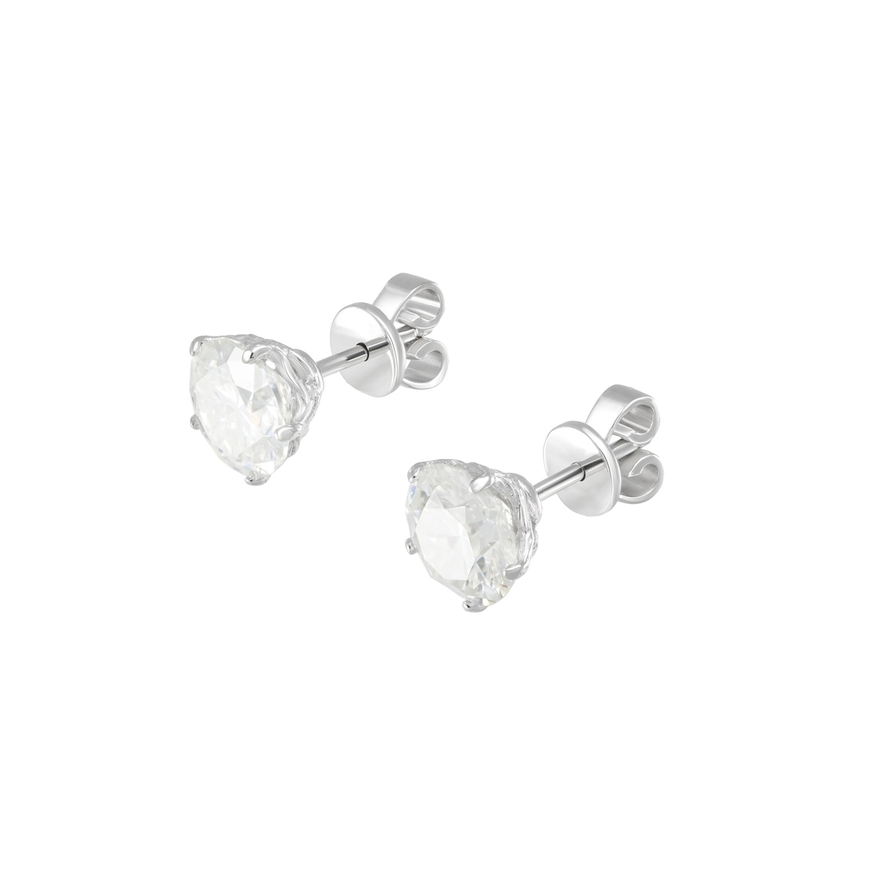 Золотые серьги-пусеты с диаллантами 4.0ct