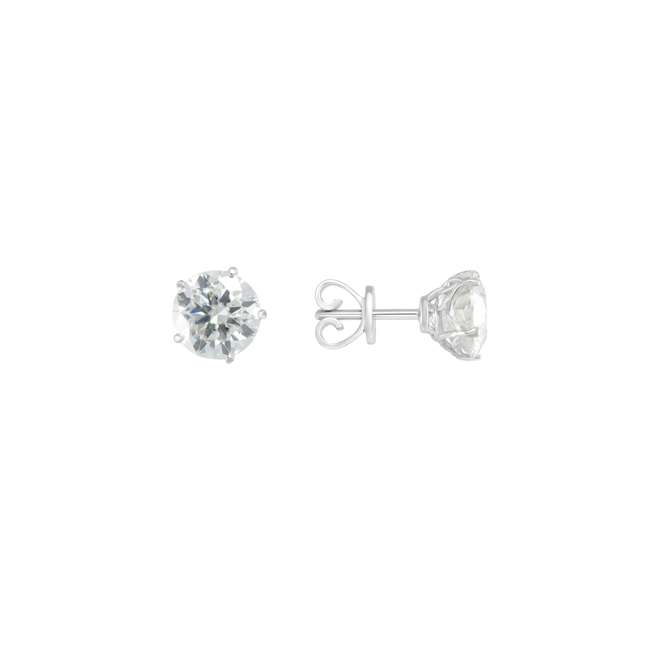 Золотые серьги-пусеты с диаллантами 4.0ct