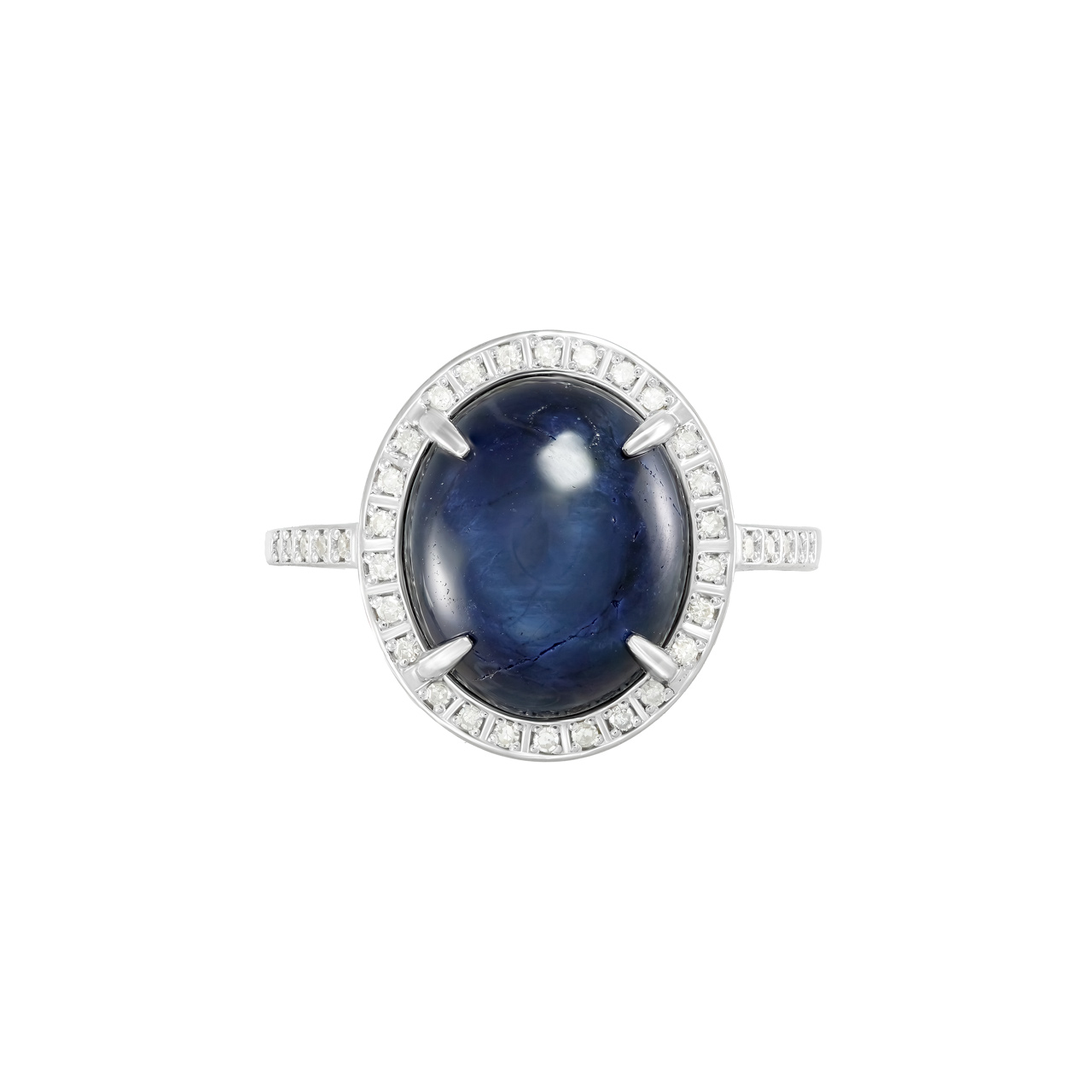 Золотое кольцо с сапфиром 6.78ct огранки "Овал Кабошон" и бриллиантами
