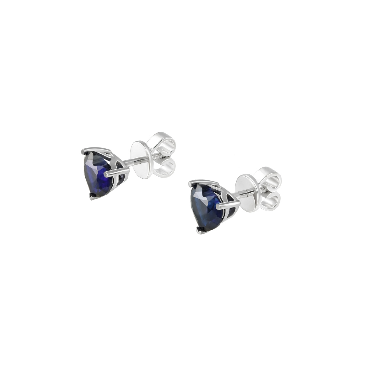Золотые серьги-пусеты с сапфирами lab-grown 2.27ct огранки "Сердце"
