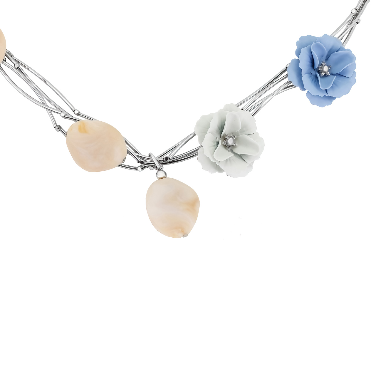 Колье "Snow White & Milk Blue" с аммонитом и.