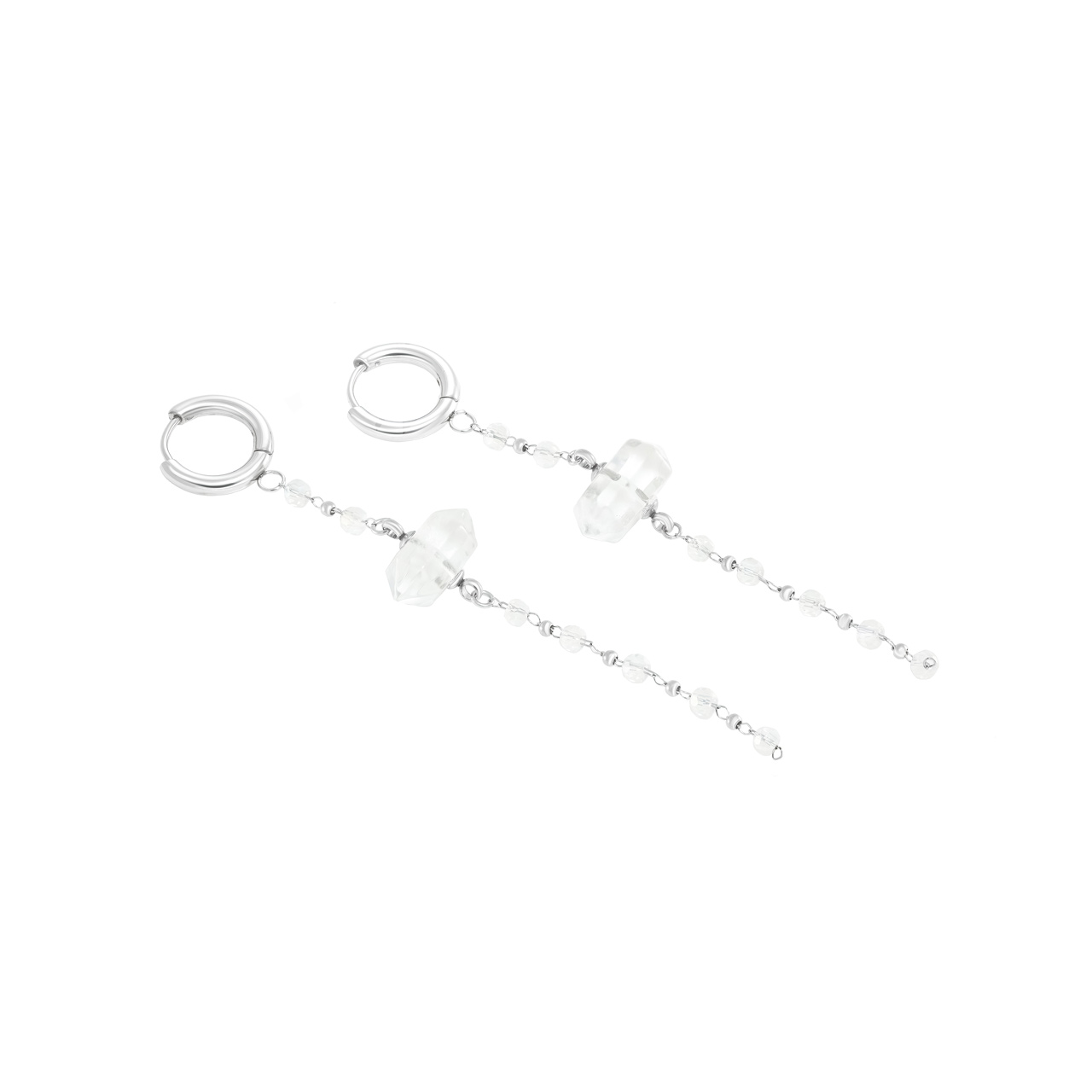 Удлиненные серьги "Clear Heхagon" с кварцем