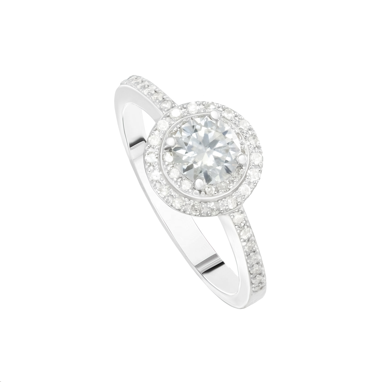 Золотое кольцо с диаллантом 0.5ct и бриллиантами