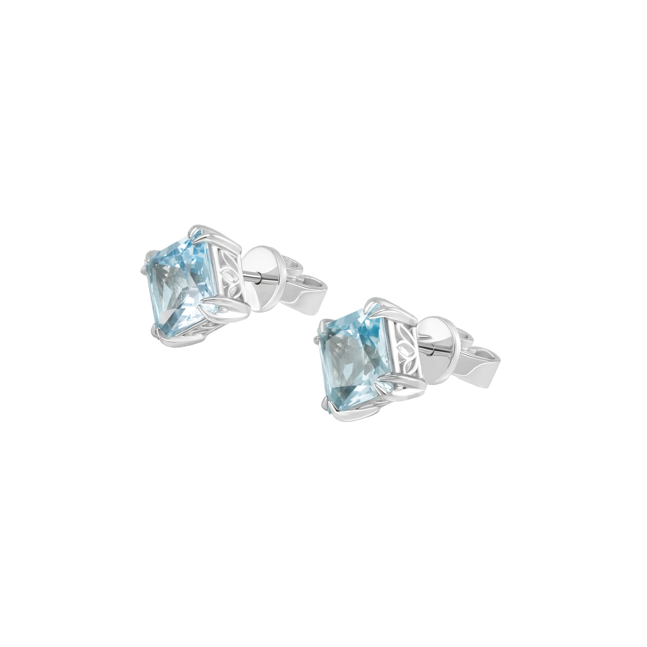 Золотые серьги-пусеты с топазами 3.45ct огранки "Принцесса"