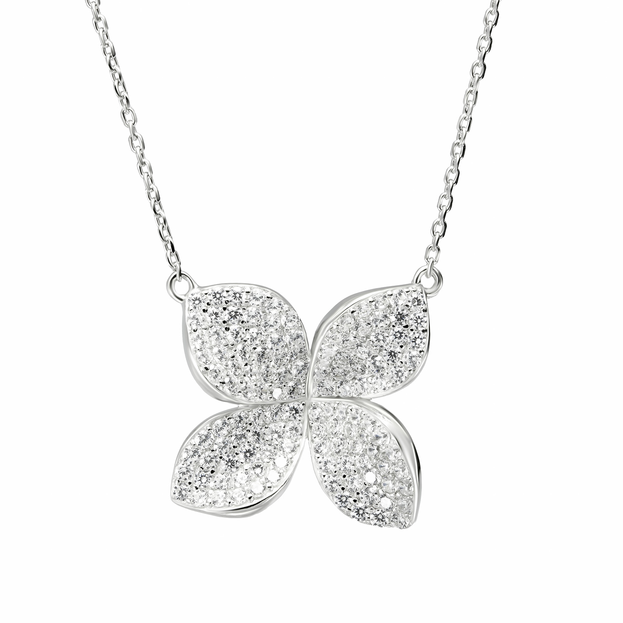 Серебряное колье "Flowers" с фианитами