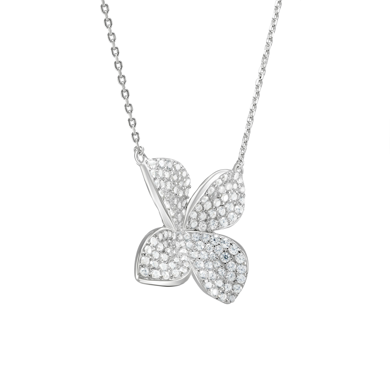 Серебряное колье "Flowers" с фианитами