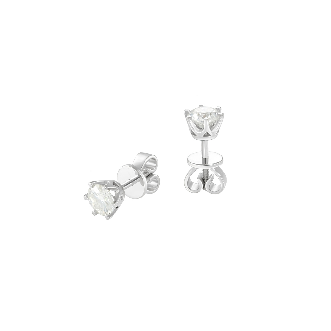 Золотые серьги с диаллантами 1.0ct огранки "Круг"