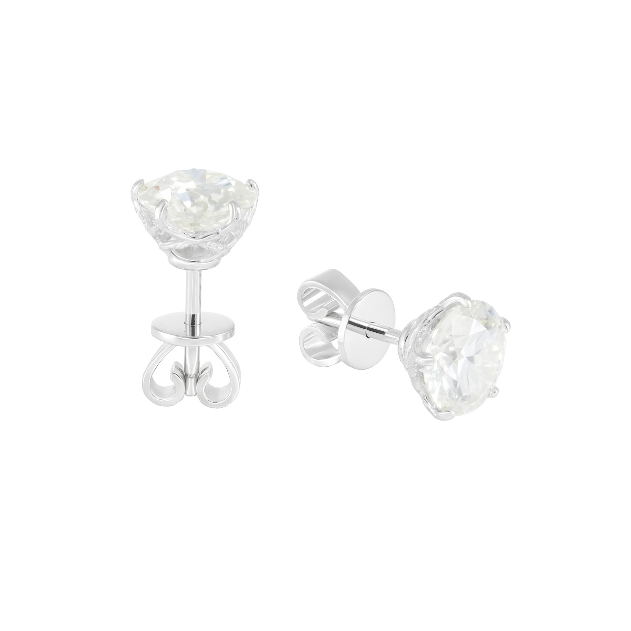 Золотые серьги пусеты с диаллантами 3.0Ct