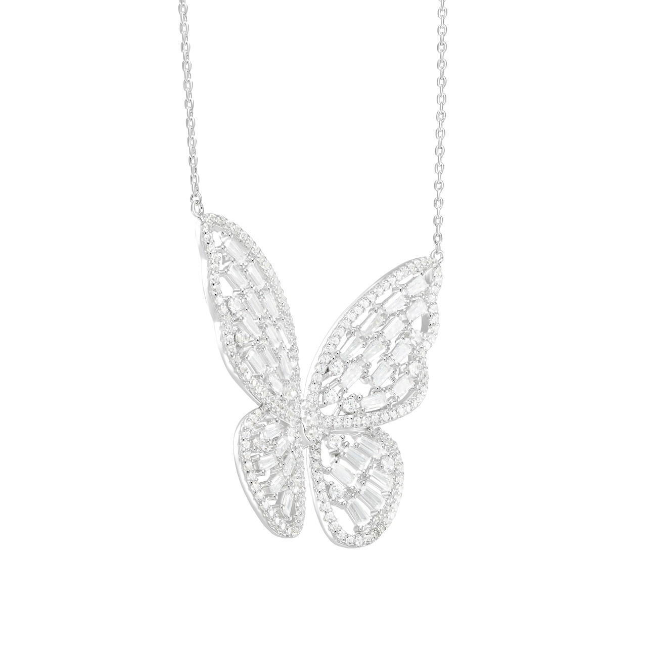 Серебряное колье "Butterfly" с фианитами