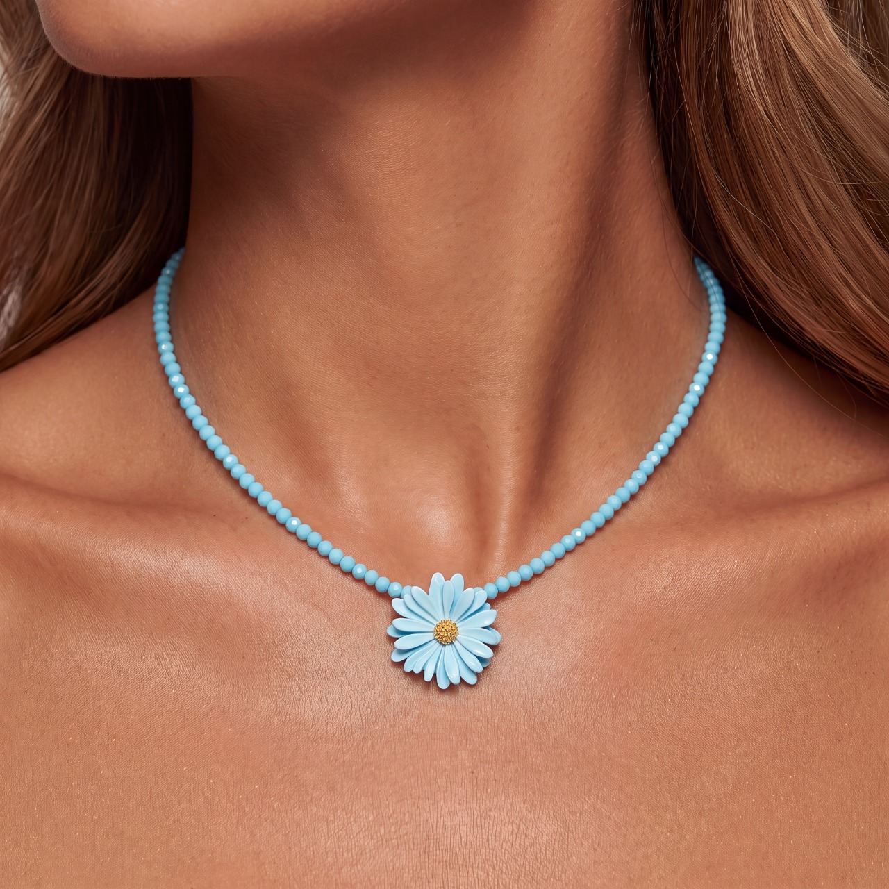 Колье "Sky Blue - Chamomile" с кварцем и.