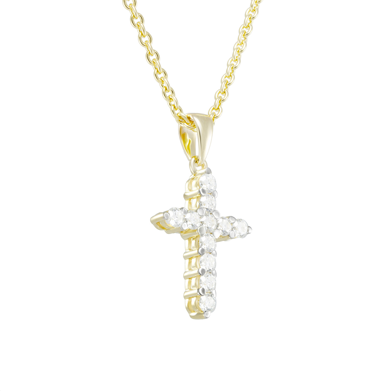 Золотая подвеска-крест с диаллантами 0.33ct