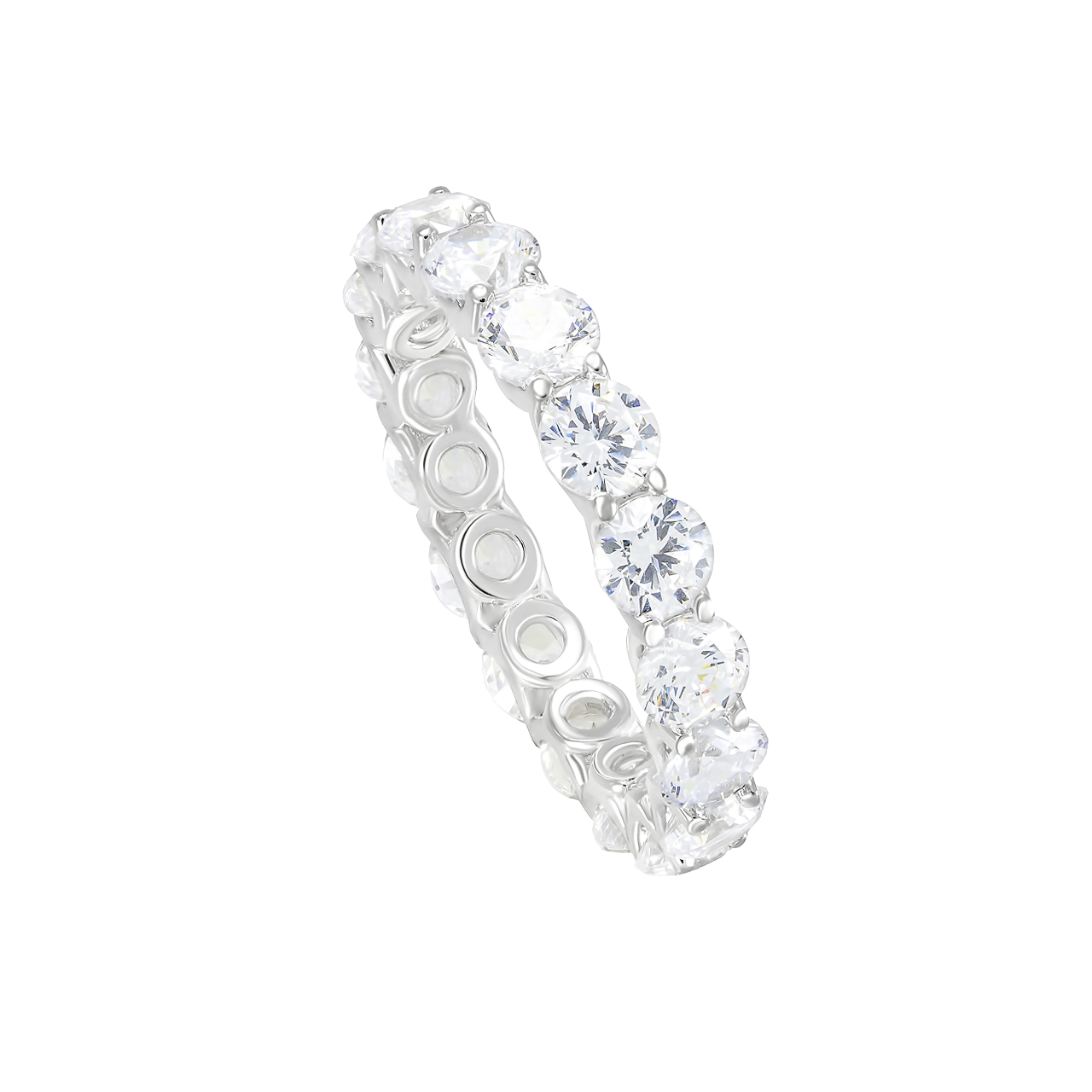 Серебряное кольцо-дорожка с фианитами d0.4