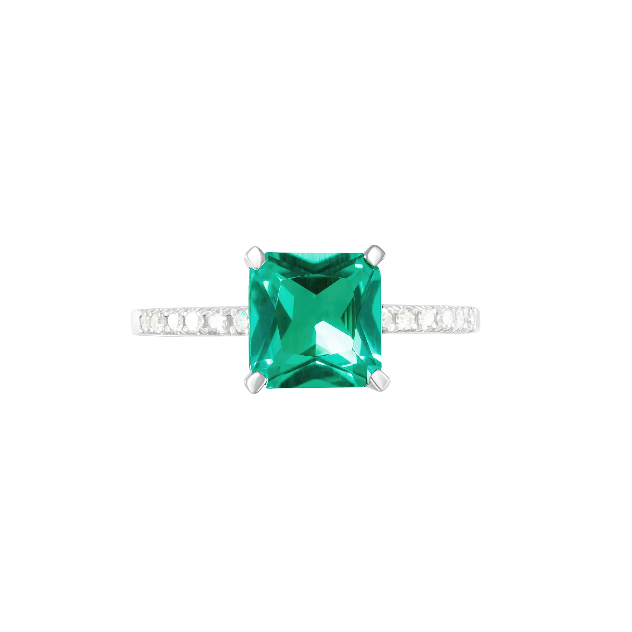 Золотое кольцо с изумрудом lab-grown 1.24ct огранки "Октагон" и бриллиантами