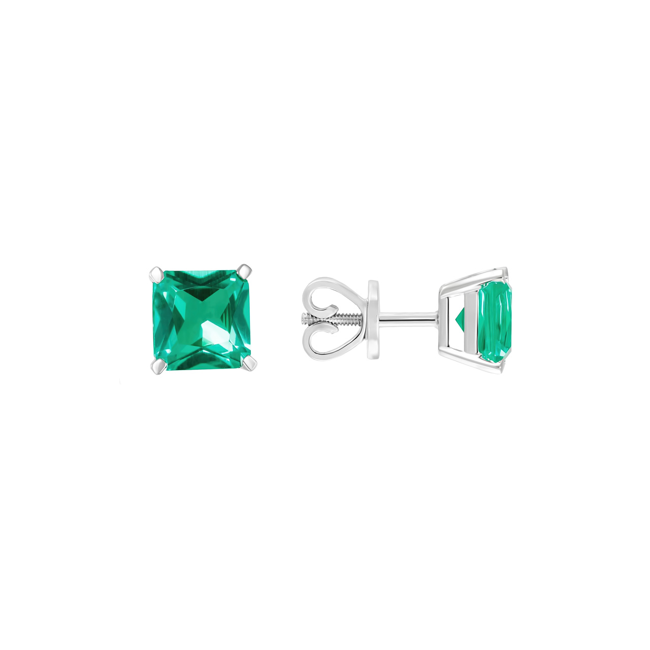 Золотые серьги с изумрудами lab-grown 2.59ct огранки "Октагон"