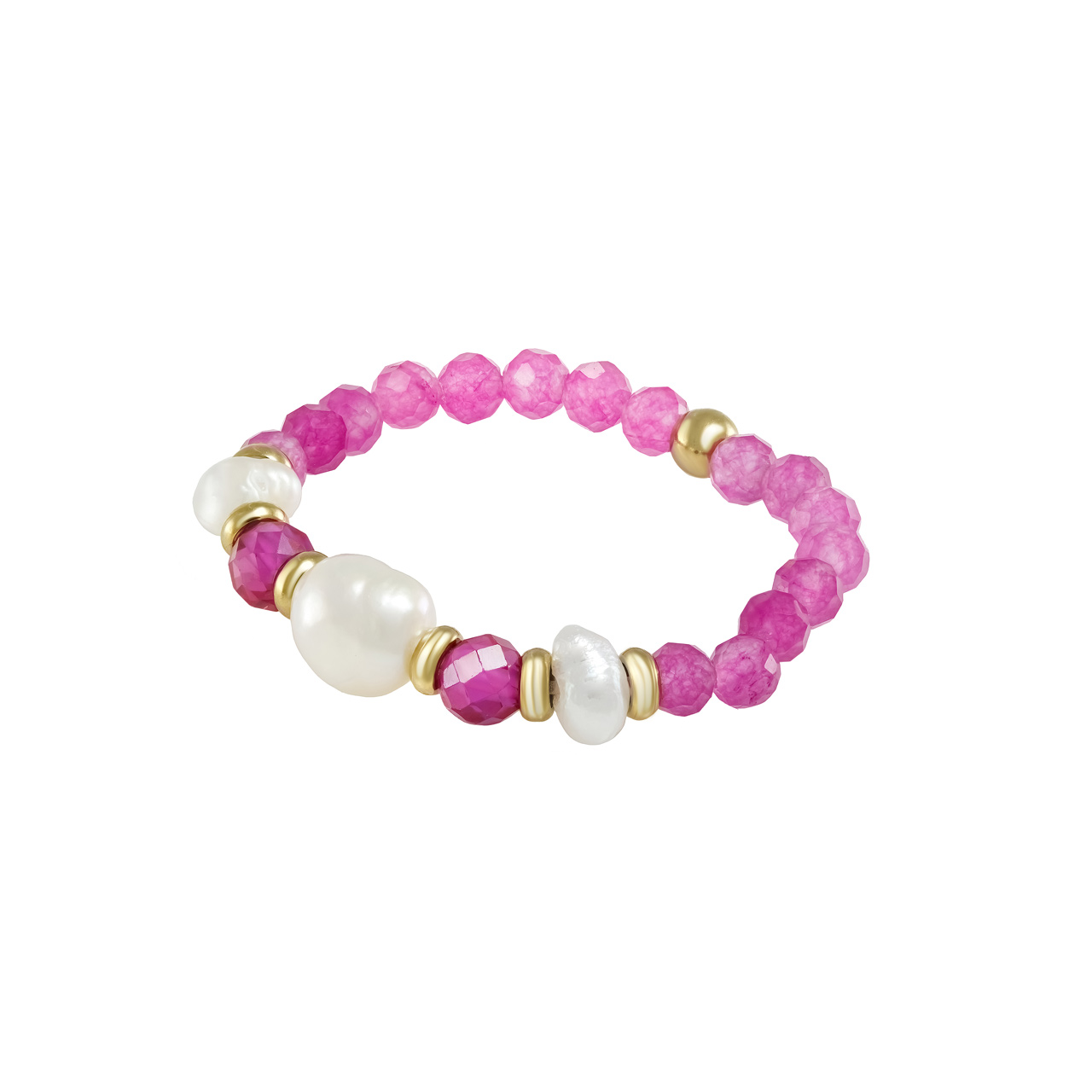 Кольцо "Fuchsia" с жемчугом, корундом и агатом и.