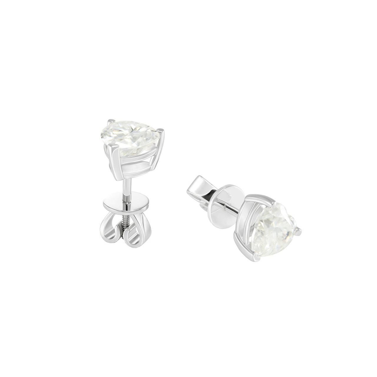 Золотые серьги-пусеты с диаллантами 2.0ct огранки "Сердце"