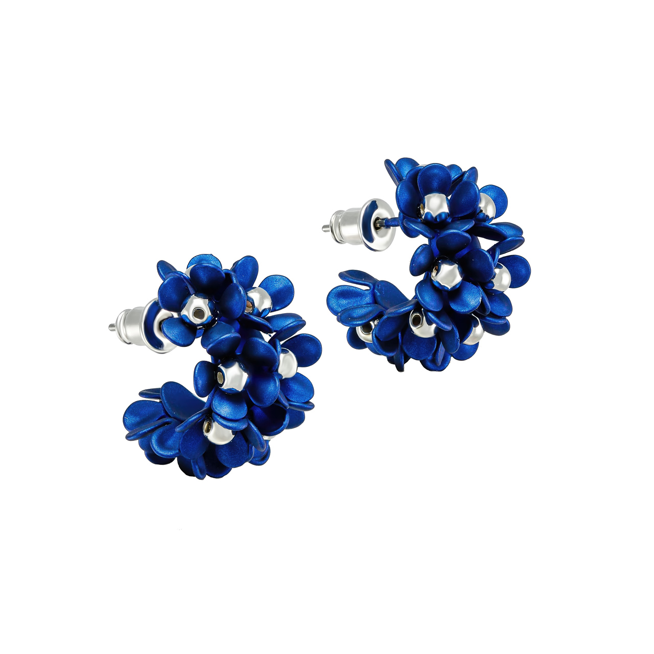 Серьги-конго "Pearl blue - Flower wreath"