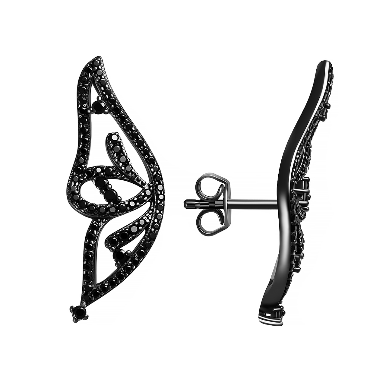 Серебряные серьги "Gothic Butterfly" со шпинелями