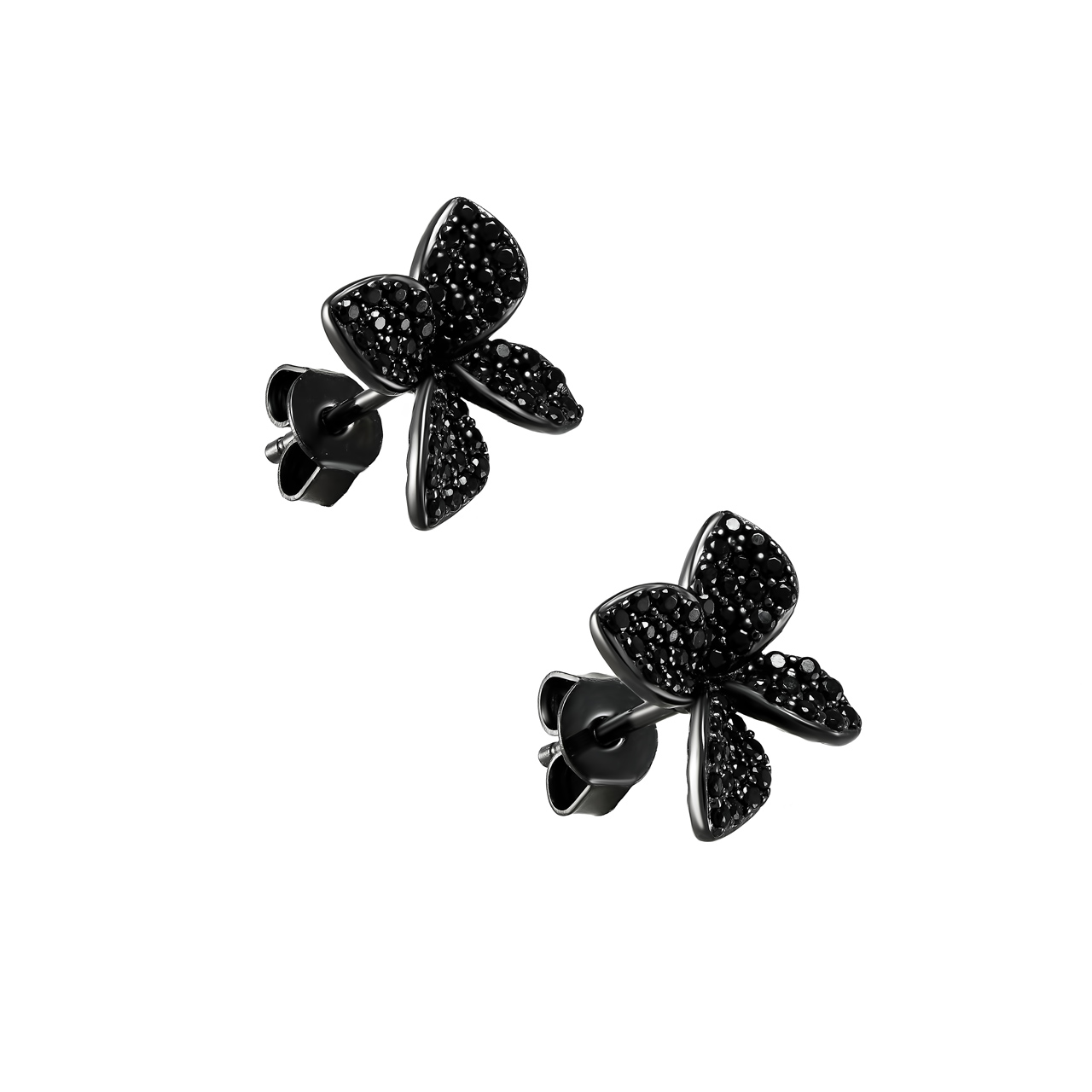 Серебряные серьги-пусеты "Gothic Flowers" со шпинелями