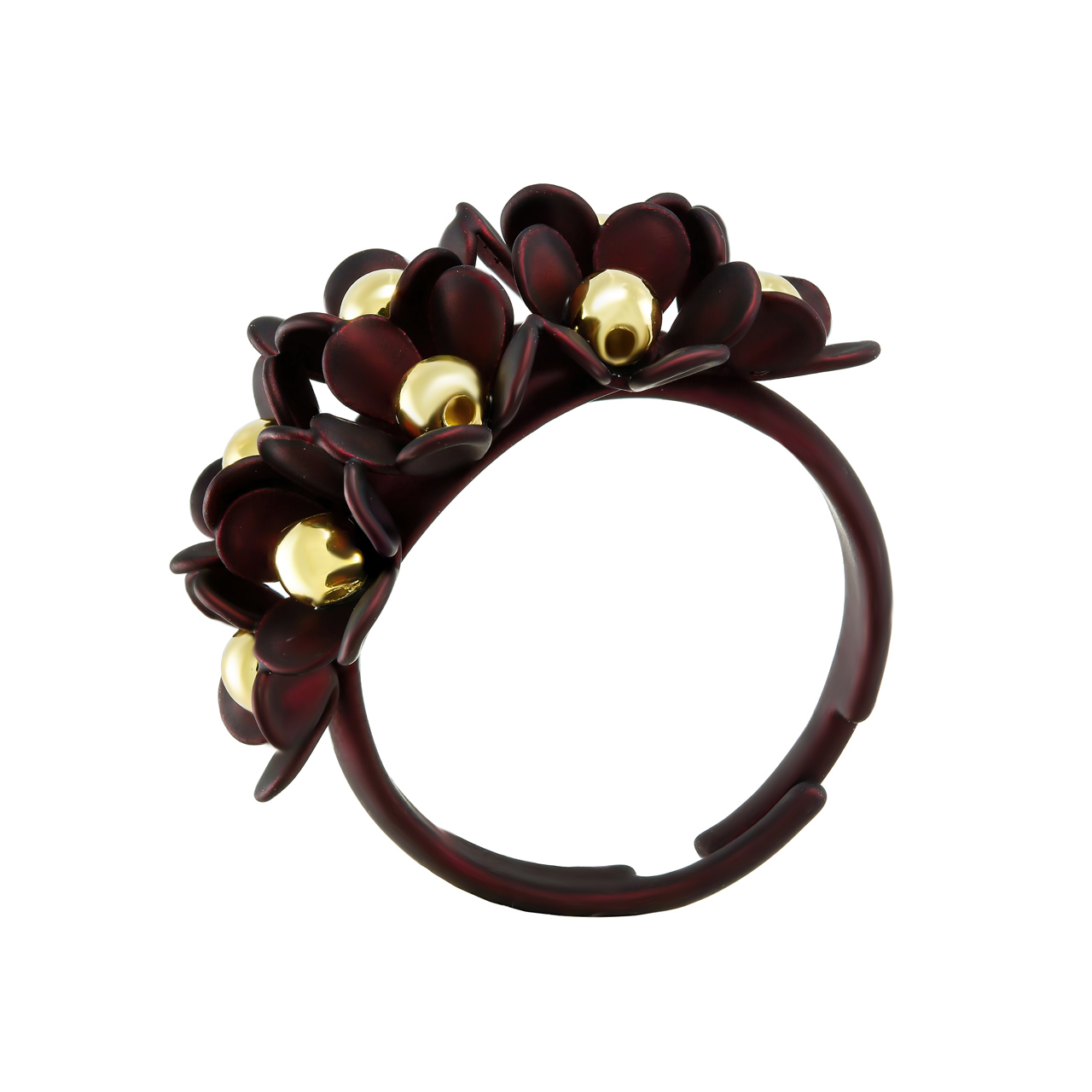 Кольцо "Pearl burgundy - Flower wreath"