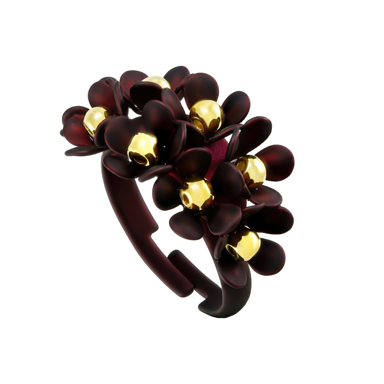 Кольцо "Pearl burgundy - Flower wreath"