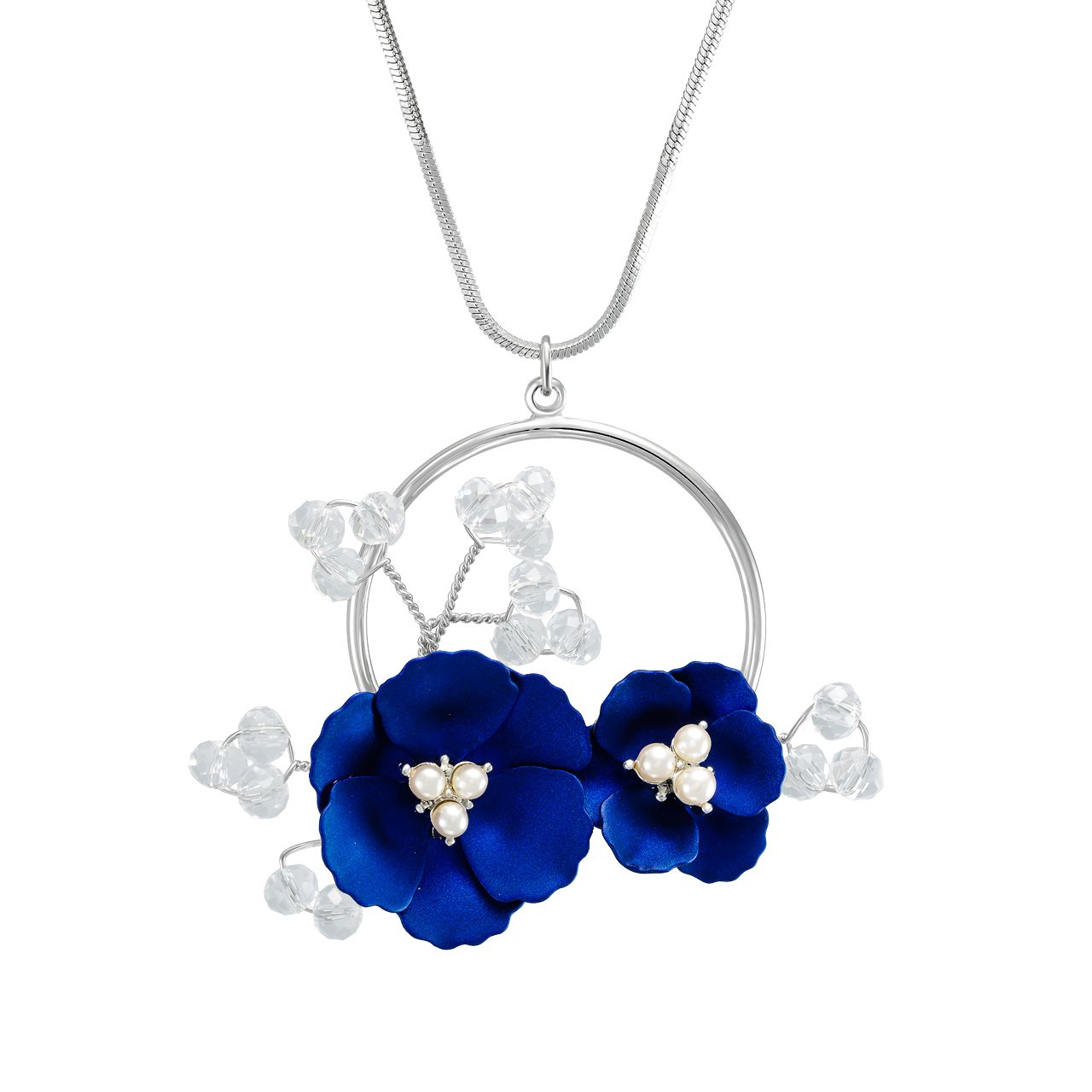 Колье "Pearl Blue-Flower Garden" с горным хрусталем и. и жемчугом и.