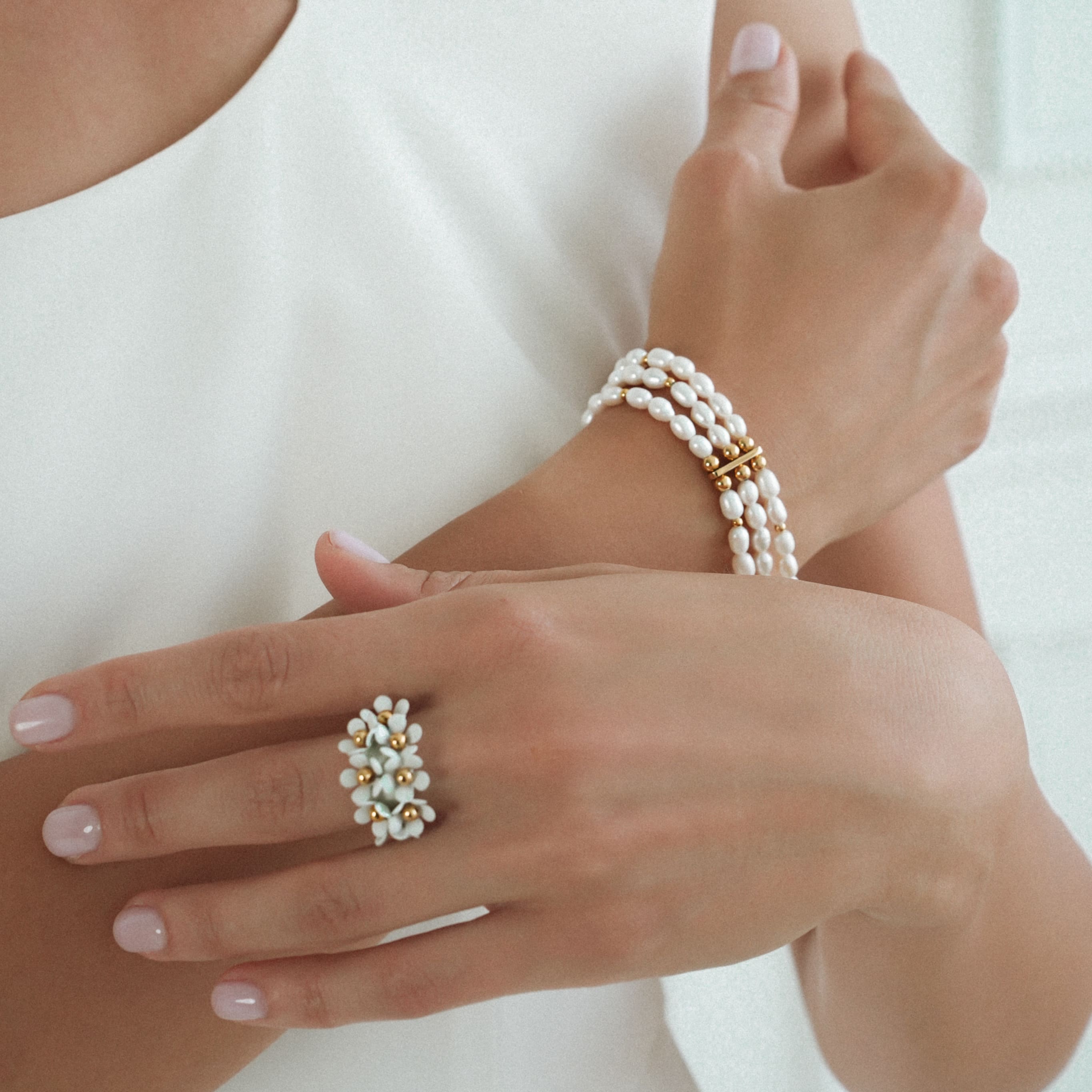 Браслет "Triple Pearl" с натуральным жемчугом