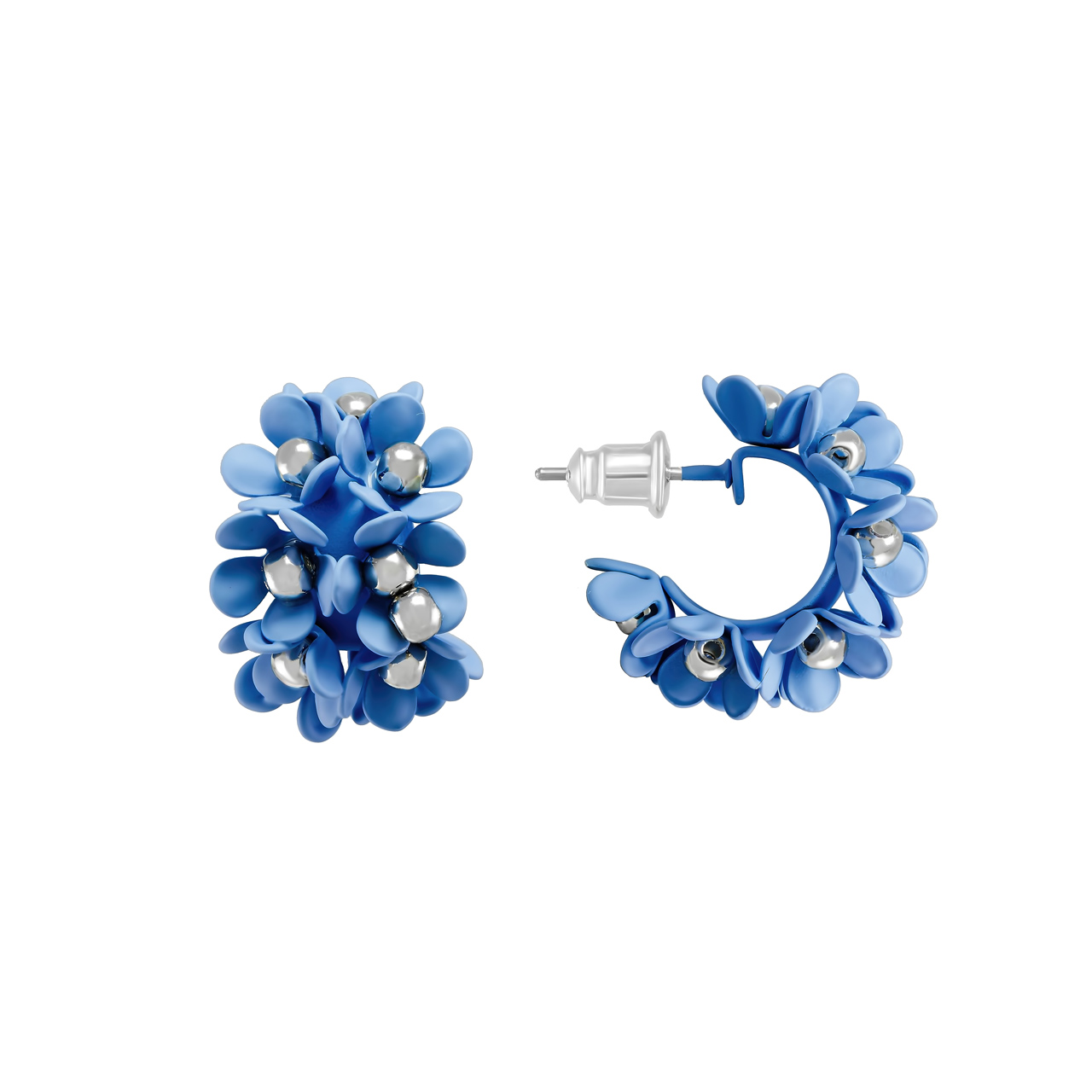 Серьги-конго "Milk Blue - Flower wreath"