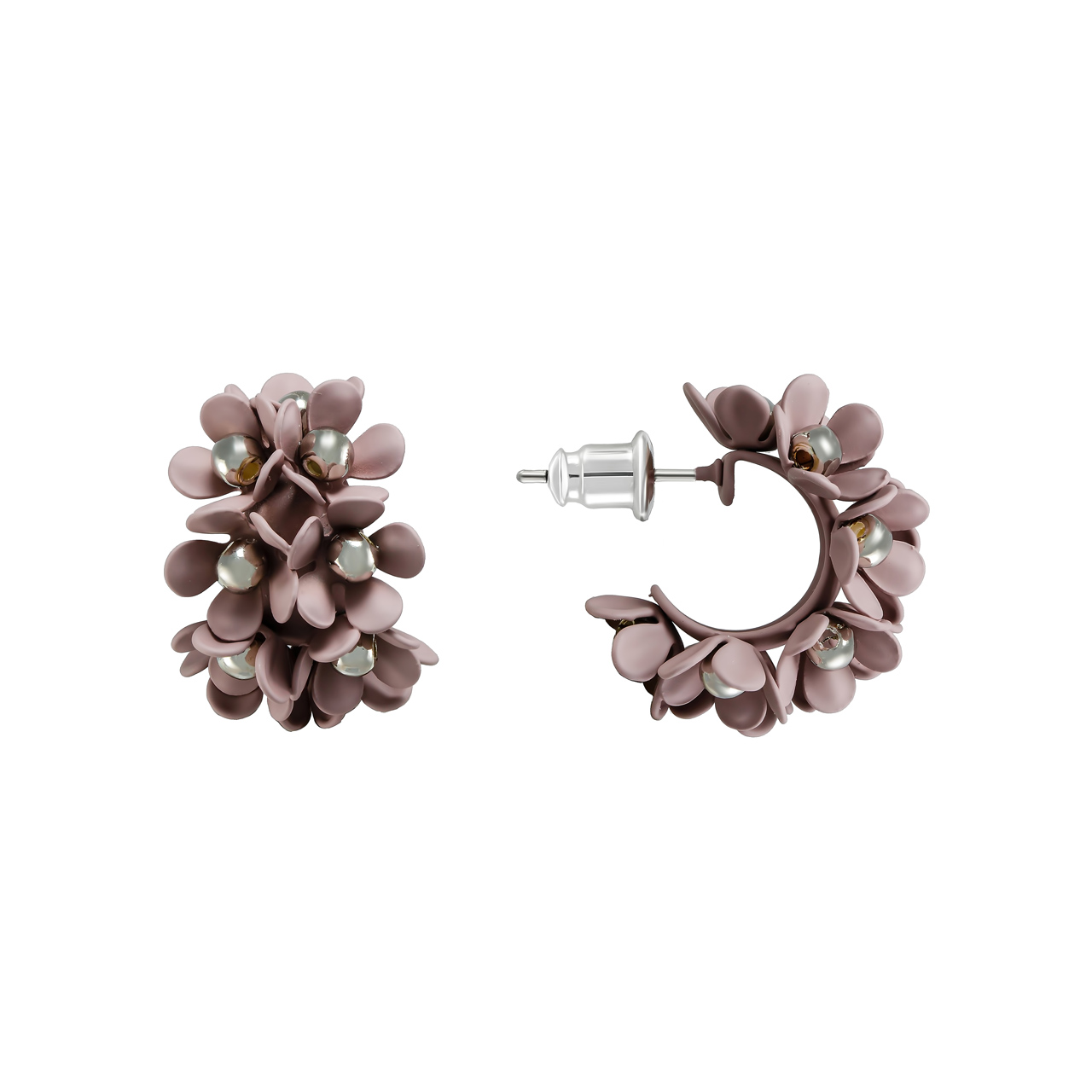 Серьги-конго "Pink Nuts - Flower wreath"