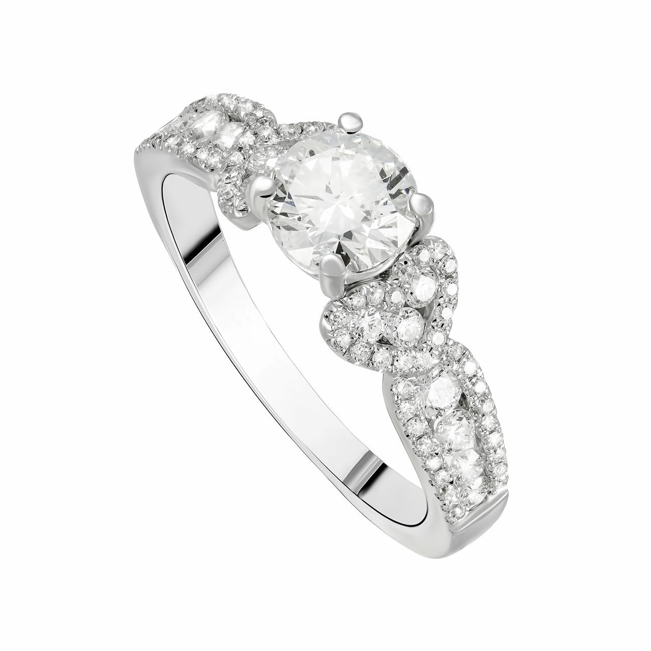 Золотое кольцо с центральным бриллиантом 1.09ct огранки "Круг"