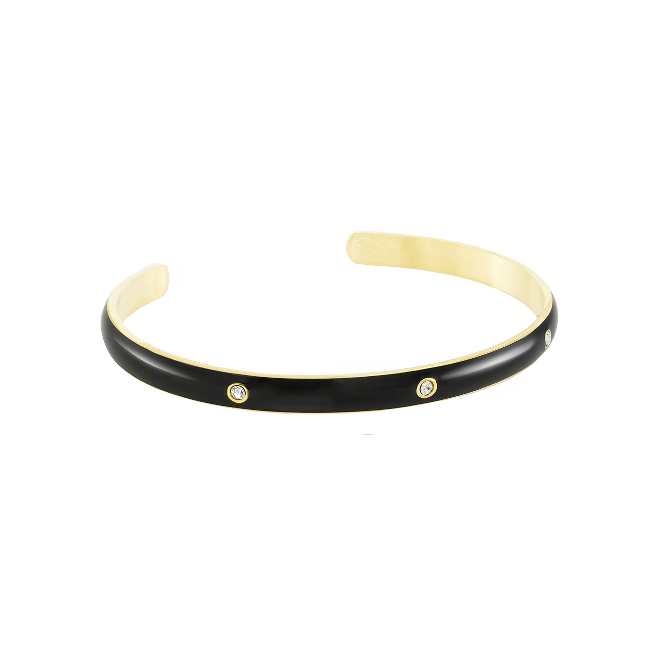 Браслет "Black Enamel" с фианитами и эмалью