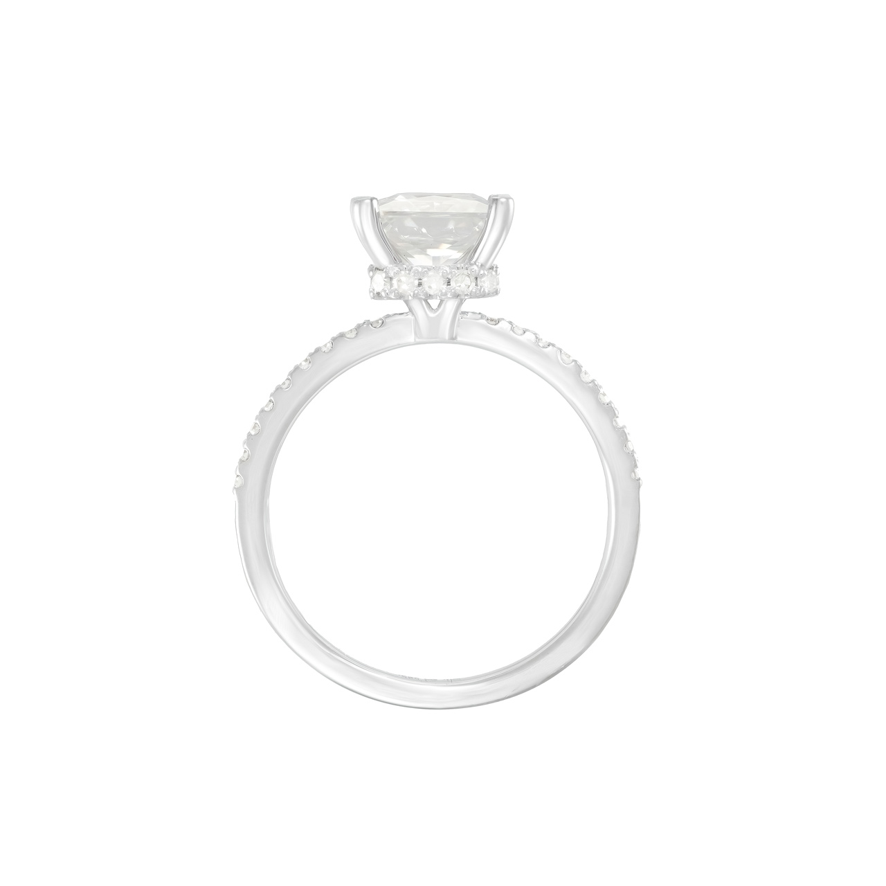 Золотое кольцо с диаллантом 1.5ct огранки "Принцесса" и бриллиантами