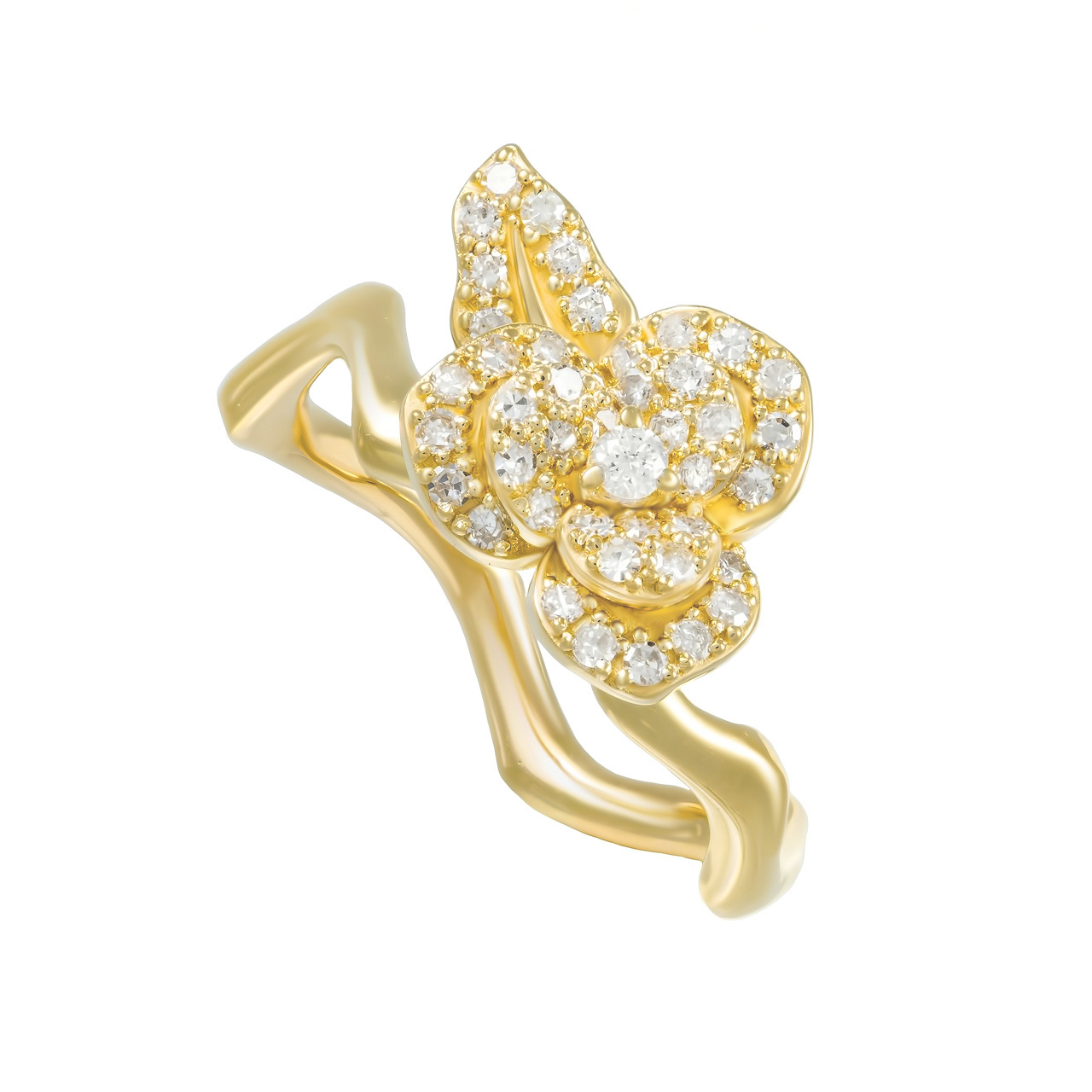 Золотое кольцо "Роза" с бриллиантами 0.23ct