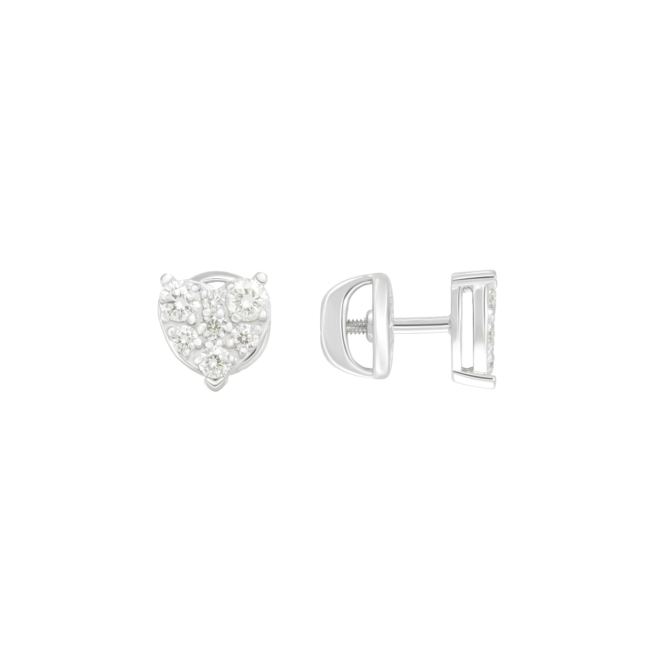 Золотые серьги в форме сердца с бриллиантами 0.44ct