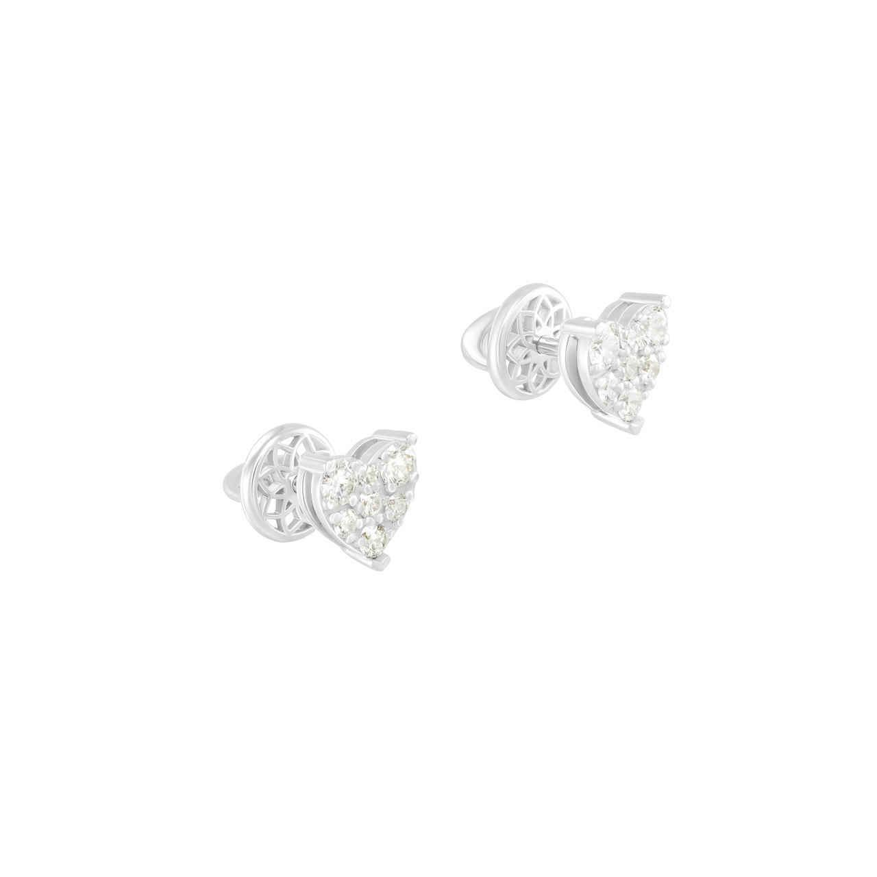 Золотые серьги в форме сердца с бриллиантами 0.44ct