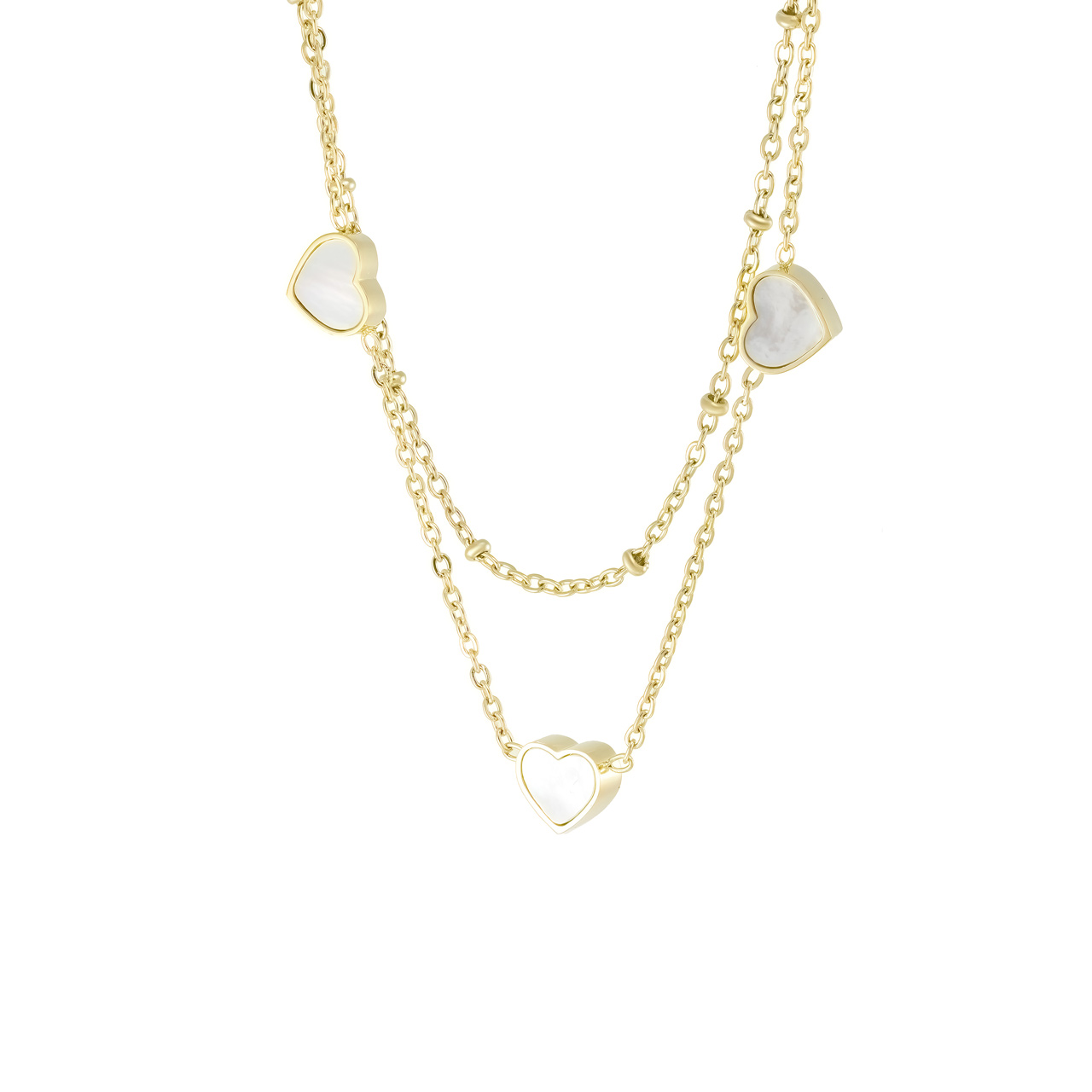 Колье "Pearl hearts" с перламутром и акрилом