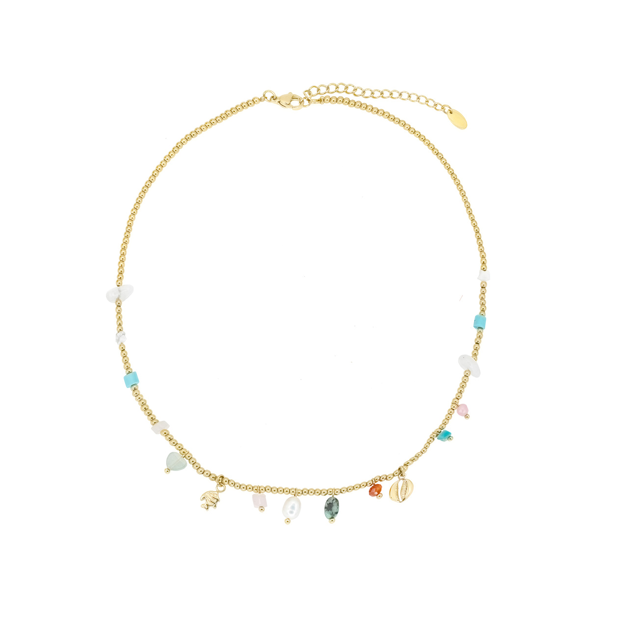 Колье "Charms" с жемчугом, лунным камнем, авантюрином, кварцем и бирюзой и.
