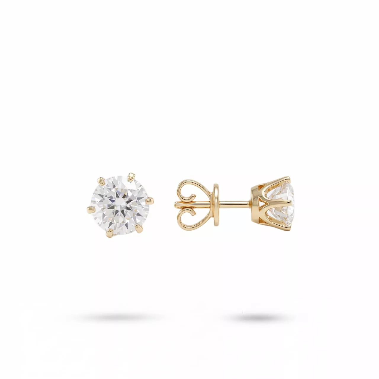 Золотые серьги-пусеты с диаллантами 2.0ct