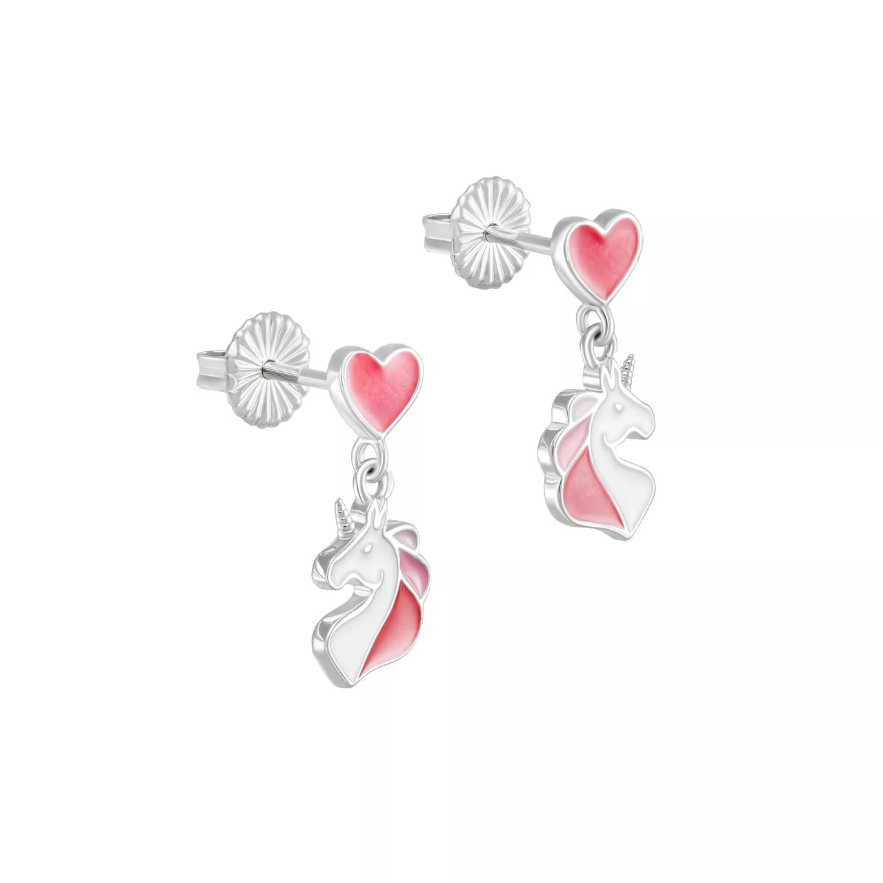 Серебряные серьги "Unicorn" с эмалью