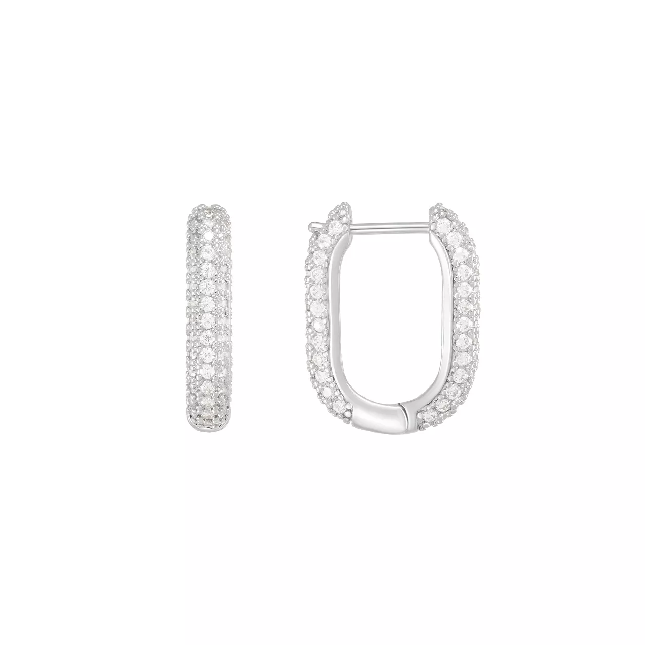 Серьги "Chrystal Oblong" с фианитами "паве"