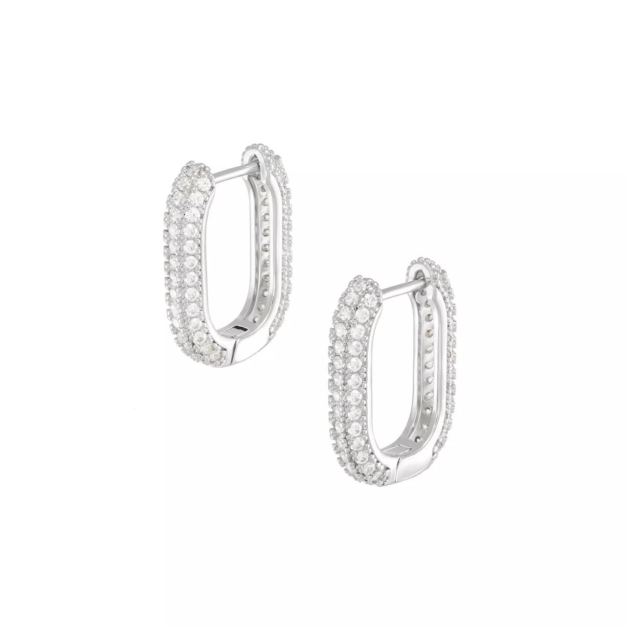 Серьги "Chrystal Oblong" с фианитами "паве"