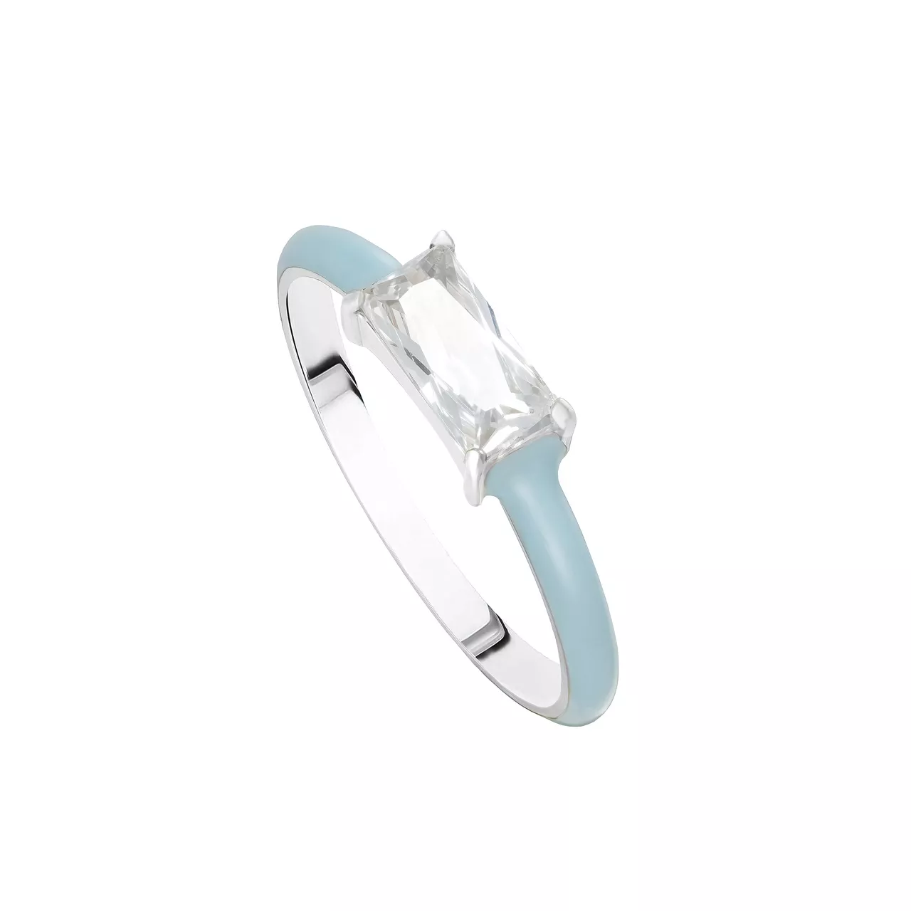 Кольцо "Light blue Enamel" с эмалью и фианитом