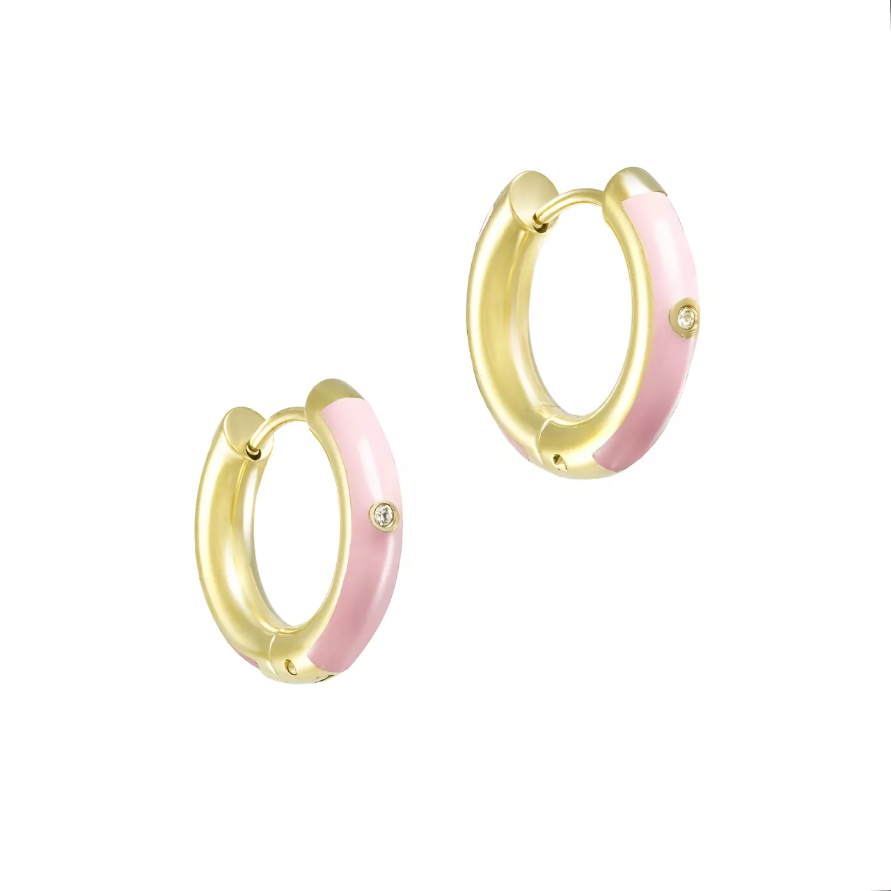 Серьги-конго "Rose Enamel" с горным хрусталем и эмалью